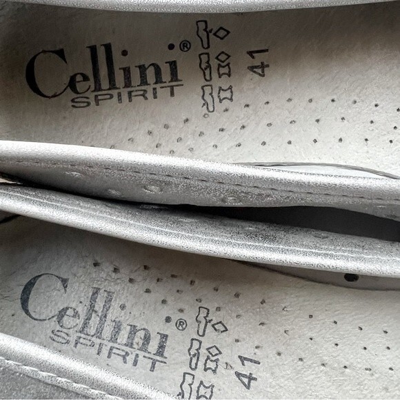 Cellini Spirit Metallic‎ Silver Italian Leather Ballet Flat Women EU 41 US 10 - Picture 10 of 14